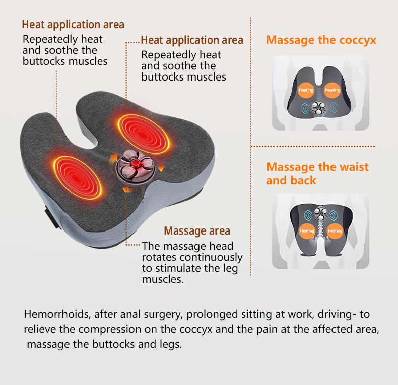 Heated Massage Seat Cushion, 3D Roller Ergonomic Memory Foam Chair Pad,Anjuny - One Stop Cooling& Heating solution Manufactor,Heated Massage Seat Cushion, 3D Roller Ergonomic Memory Foam Chair Pad