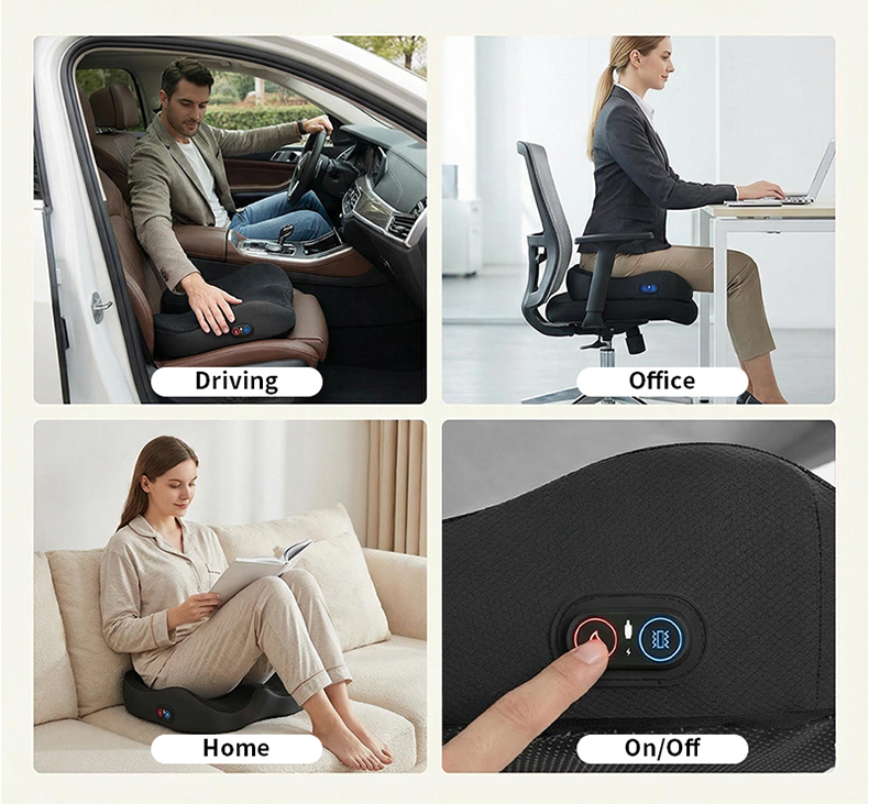 Heated Massage Seat Cushion with 3D Roller, Ergonomic Memory Foam Chair Pad for Home Office,Anjuny - One Stop Cooling& Heating solution Manufactor,Heated Massage Seat Cushion with 3D Roller, Ergonomic Memory Foam Chair Pad for Home Office