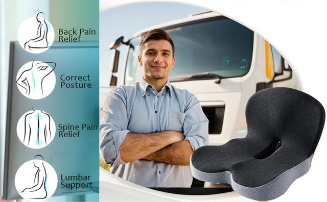 Anjuny Truck Driver Seat Cushion, Memory Foam L-Shaped Ergonomic Cushion for Office Chairs, Comfort & Support for Long Sitting,Anjuny - One Stop Cooling & Heating solution Manufactory,Memory Foam L-Shaped Ergonomic Cushion