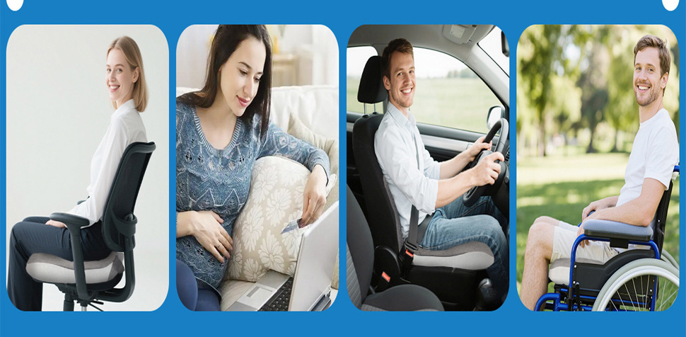 Anjuny Truck Driver Seat Cushion, Memory Foam L-Shaped Ergonomic Cushion for Office Chairs, Comfort & Support for Long Sitting,Anjuny - One Stop Cooling & Heating solution Manufactory,Memory Foam L-Shaped Ergonomic Cushion