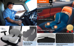 Anjuny Truck Driver Seat Cushion, Memory Foam L-Shaped Ergonomic Cushion for Office Chairs, Comfort & Support for Long Sitting,Anjuny - One Stop Cooling & Heating solution Manufactory,Memory Foam L-Shaped Ergonomic Cushion