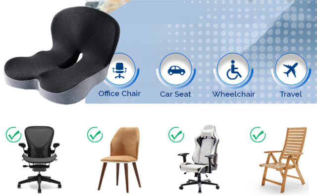 Anjuny Truck Driver Seat Cushion, Memory Foam L-Shaped Ergonomic Cushion for Office Chairs, Comfort & Support for Long Sitting,Anjuny - One Stop Cooling & Heating solution Manufactory,Memory Foam L-Shaped Ergonomic Cushion