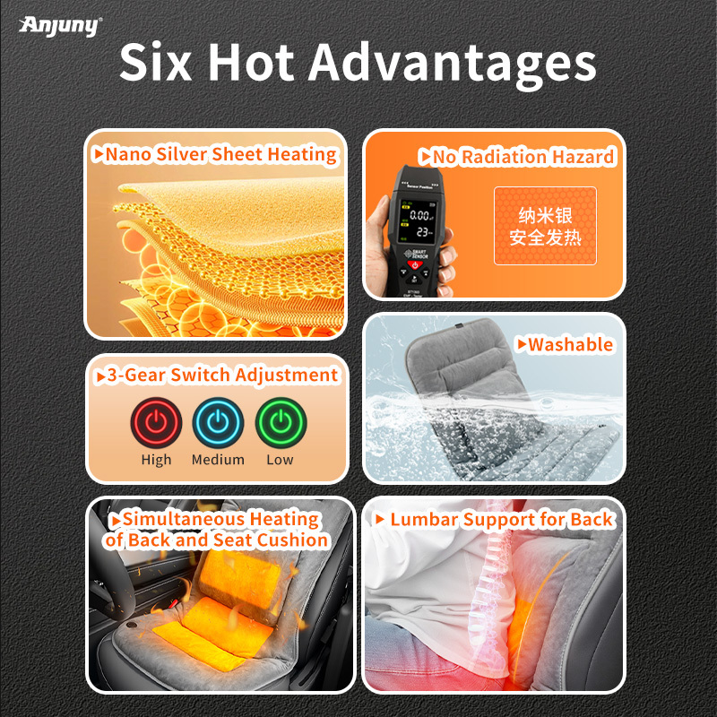 Anjuny Heated Seat Cushion with Lumbar Support for Office, Wholesale Heated Seat Cover Pain Relief for Long Sitting,Anjuny | Professional Cooling & Heating Solution Manufacturer (OEM/ODM),Heated Seat Cushion with Lumbar Support  | OEM Bulk Supply