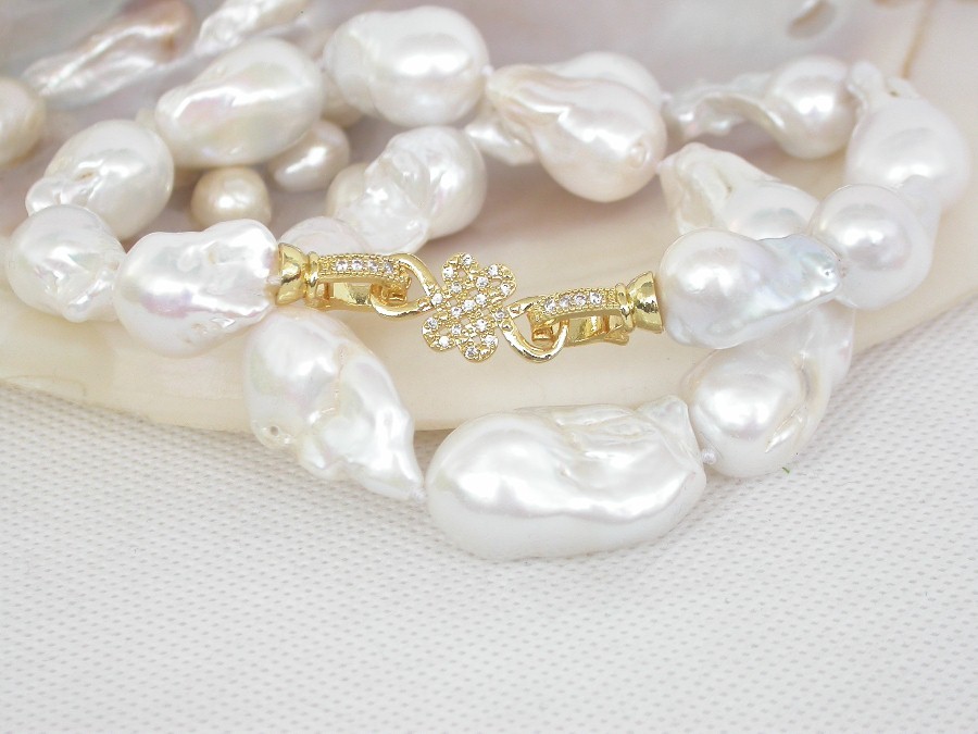 AAA Luster natural  17.5" 28mm baroque white Reborn keshi pearls necklace