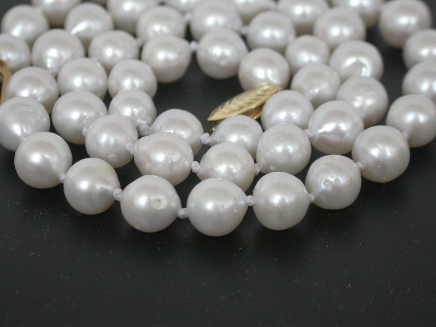 Luster 17" 8mm Baroque Akoya white Salt water pearls beads Strand necklace c2553