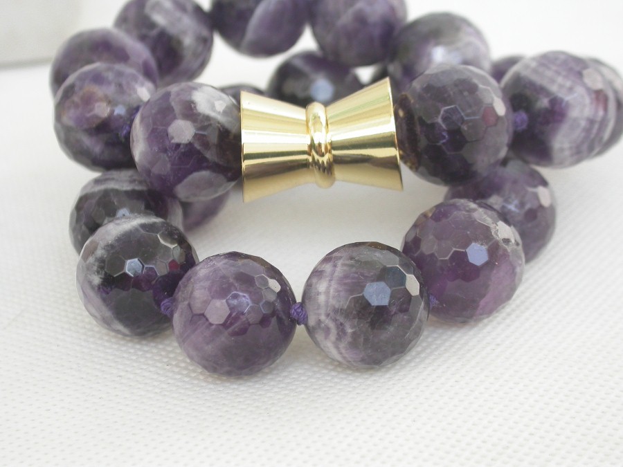 AAA 100% natural 17" 18mm round Amethyst gemstone beads necklace magnet clasp