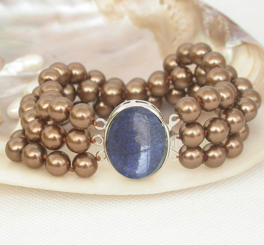 Selectable 8" 7.5" 8mm 10mm 3row coffee round south sea shell pearls Bracelet