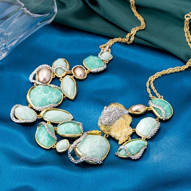 stylish 18"-20" natural baroque sky-blue turquoise gemstone necklace c2144
