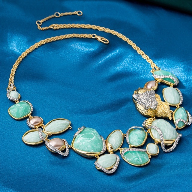 stylish 18"-20" natural baroque sky-blue turquoise gemstone necklace c2144