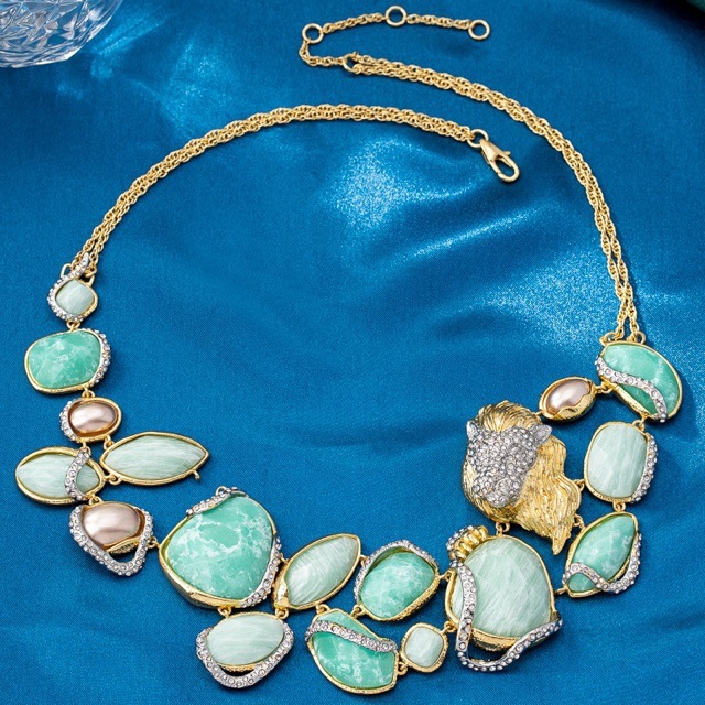 stylish 18"-20" natural baroque sky-blue turquoise gemstone necklace c2144