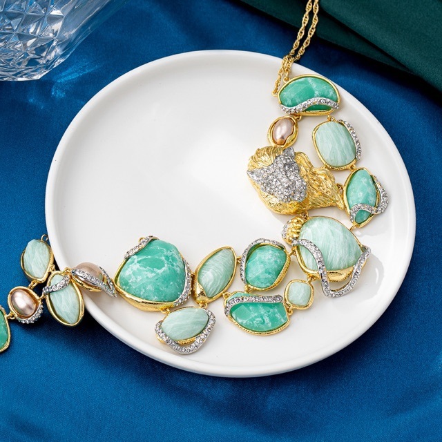 stylish 18"-20" natural baroque sky-blue turquoise gemstone necklace c2144