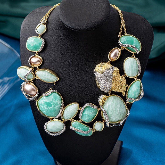 stylish 18"-20" natural baroque sky-blue turquoise gemstone necklace c2144