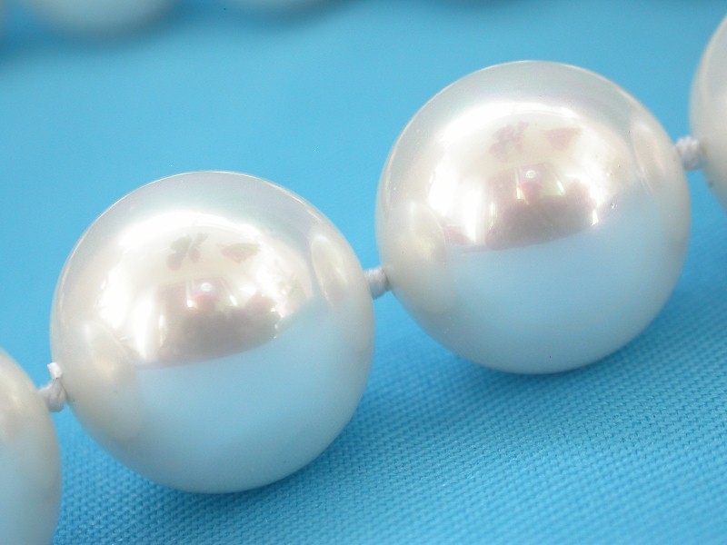 Selectable AAA 19" 12mm 14mm 16mm round white south sea shell pearls necklace panther clasp