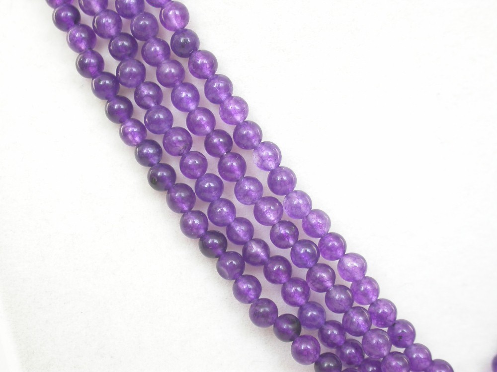 natural Long 46" 2pcs 4mm round healthy amethyst jade beads Strand necklace c2263