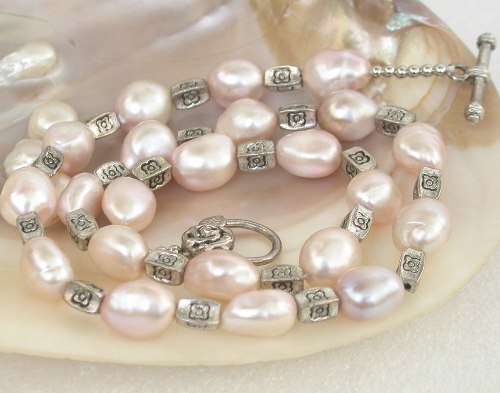 natural 20" 13mm Baroque Purple pearls bead Strand necklace Tibetan silver clasp