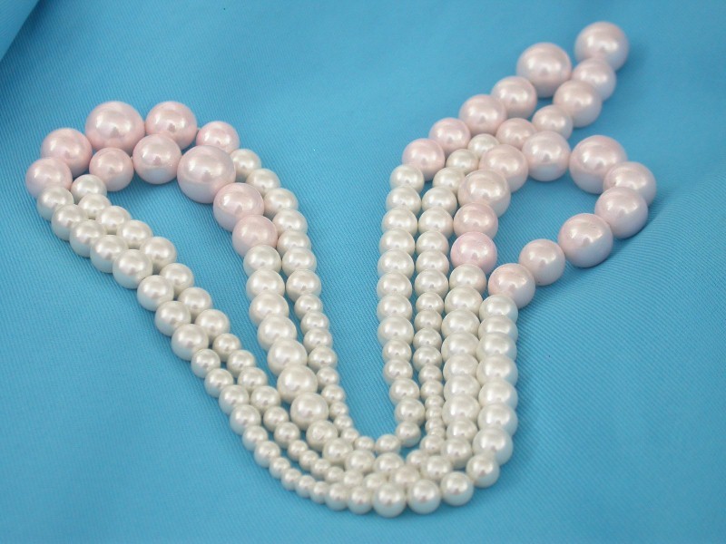 AAA Long Graduated 47" 12mm round white pink south sea shell pearls necklace c1624
