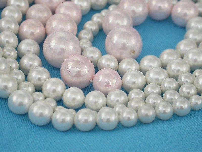 AAA Long Graduated 47" 12mm round white pink south sea shell pearls necklace c1624