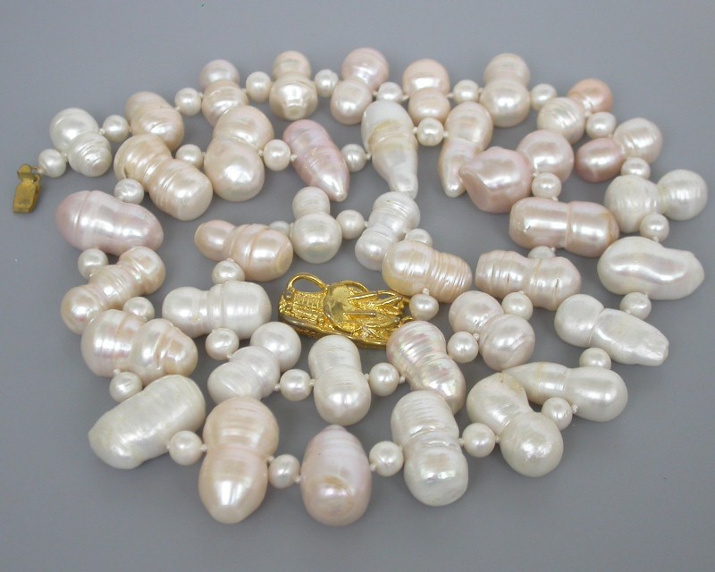 long natural 28" 26mm earthnut baroque Multicolor FW pearls necklace dragon c1664
