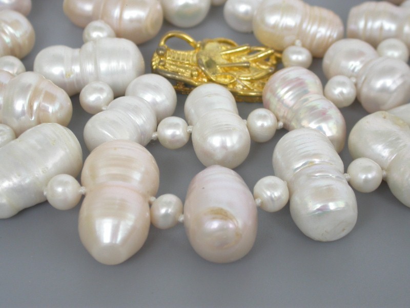 long natural 28" 26mm earthnut baroque Multicolor FW pearls necklace dragon c1664