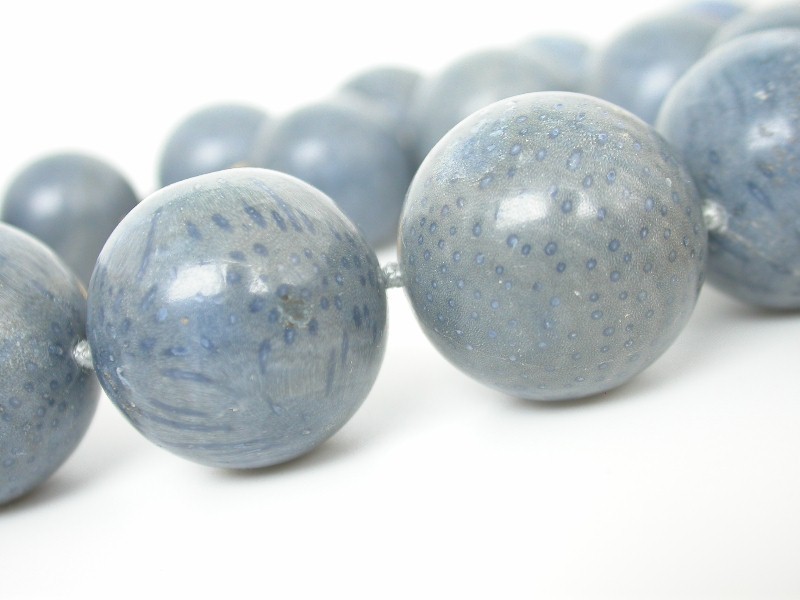 AAAA 100% natural 19" 24mm round blue coral beads necklace dragon clasp c1700