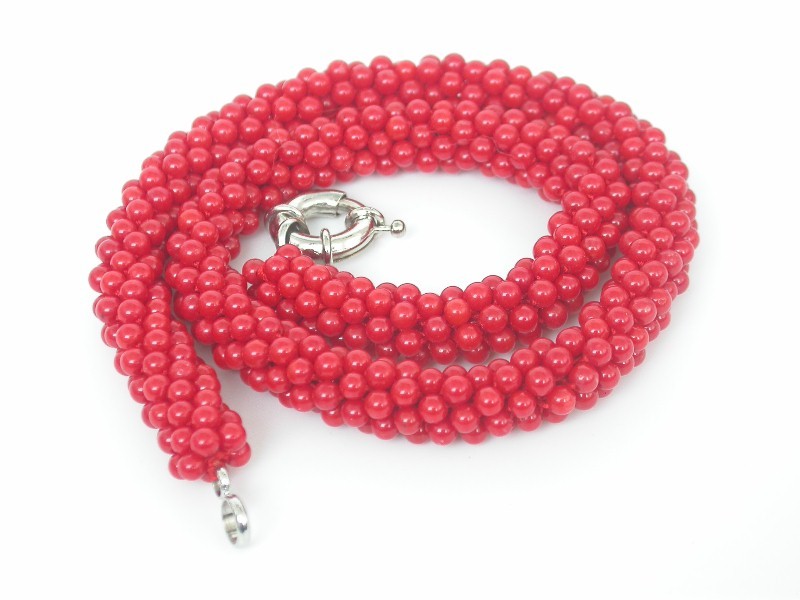 AAA natural 19" 11mm Baroque handmade red coral necklace 18KGP clasp c1701