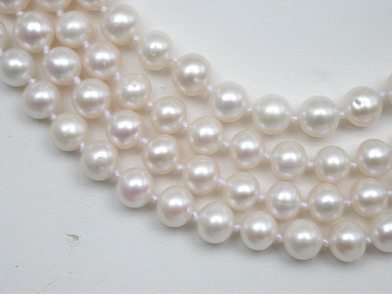 AAA AKOYA 100% natural 17" 4row round white Salt water pearls necklace turquoise