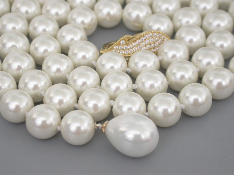 AAA Selectable 14"-32" 10mm round white south sea shell pearls necklace 9K