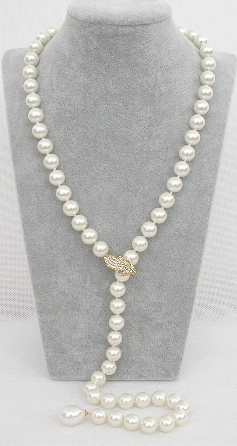 AAA Selectable 14"-32" 10mm round white south sea shell pearls necklace 9K