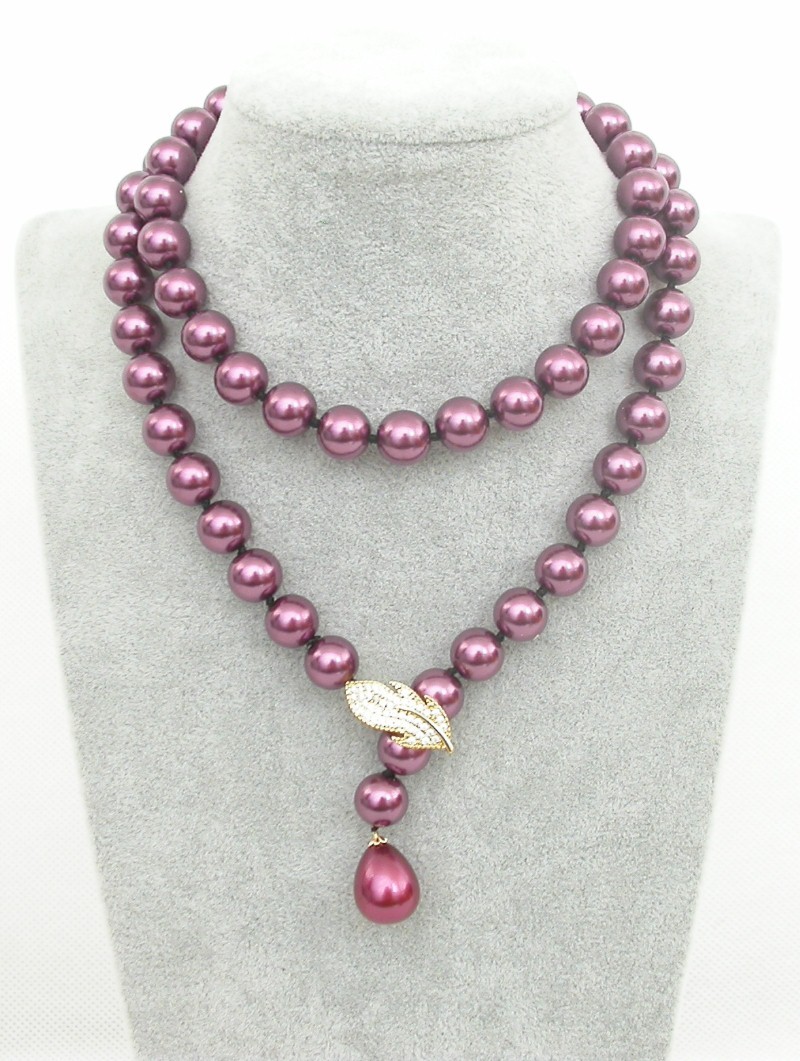AAA Selectable 14"-32" 10mm round wine red south sea shell pearls necklace