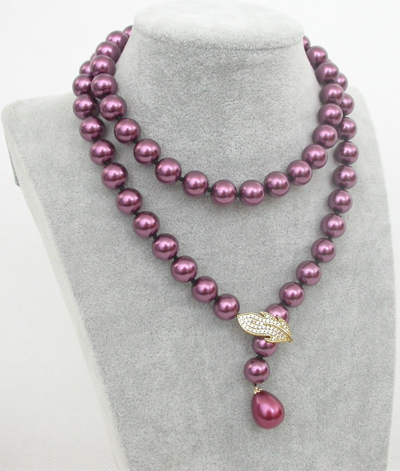 AAA Selectable 14"-32" 10mm round wine red south sea shell pearls necklace