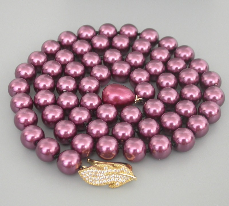 AAA Selectable 14"-32" 10mm round wine red south sea shell pearls necklace