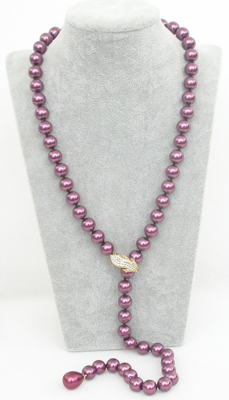 AAA Selectable 14"-32" 10mm round wine red south sea shell pearls necklace