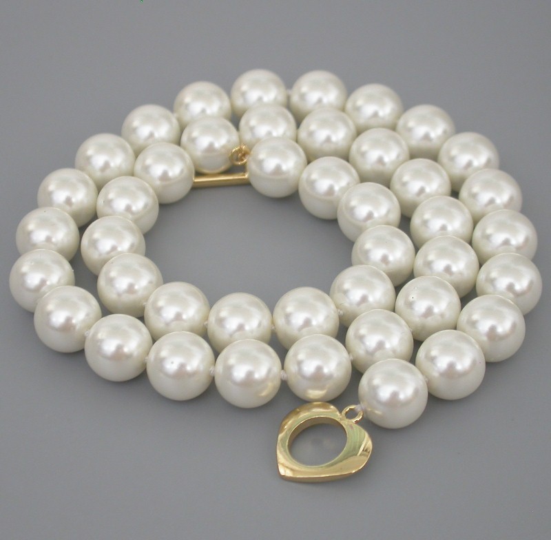 AAA 16"-32" 10mm round white south sea shell pearls necklace 9K clasp c1725
