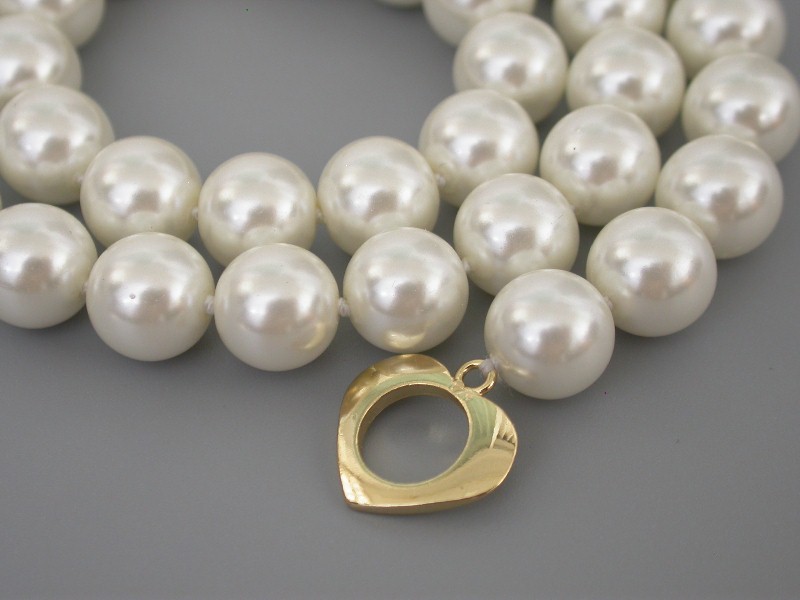 AAA 16"-32" 10mm round white south sea shell pearls necklace 9K clasp c1725