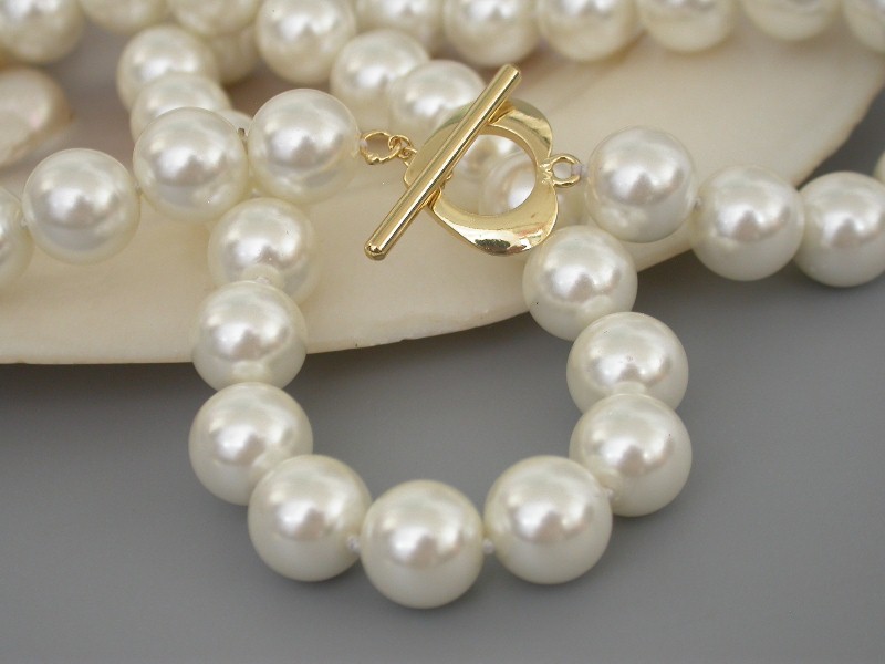 AAA 16"-32" 10mm round white south sea shell pearls necklace 9K clasp c1725