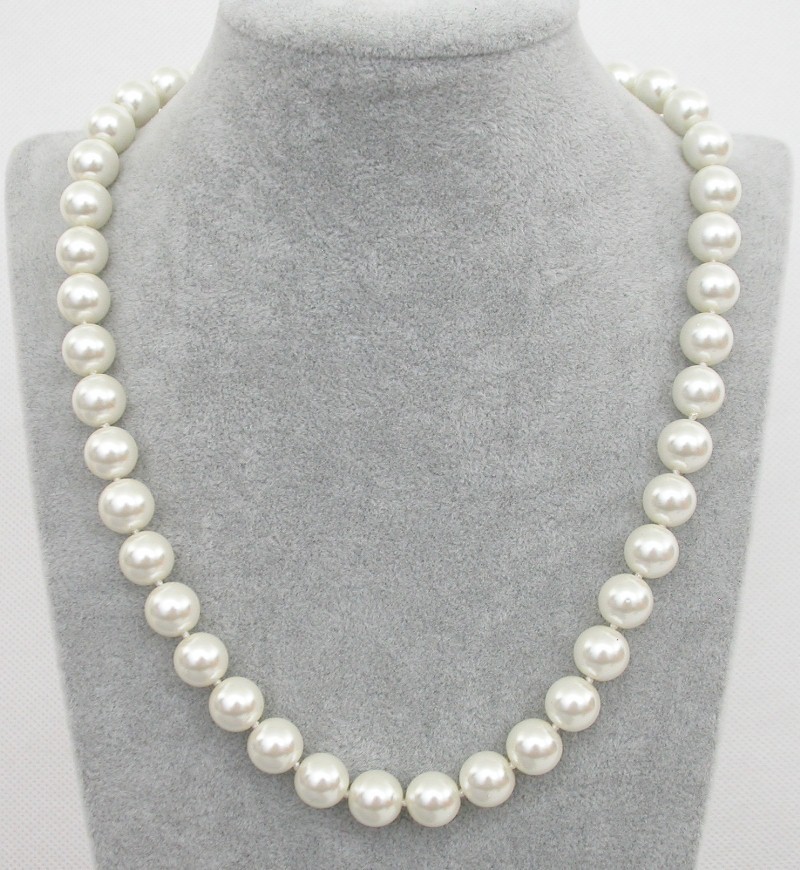 AAA 16"-32" 10mm round white south sea shell pearls necklace 9K clasp c1725