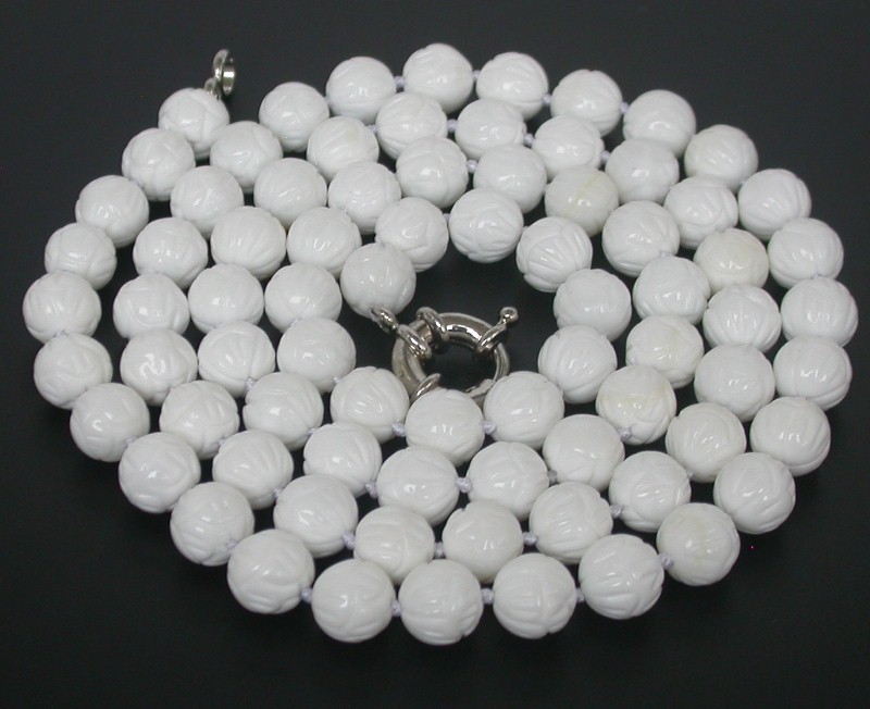 Selectable AAA Long Natural 37" 8mm 10mm 12mm Round White Carving Coral Gemstone Beads Necklace c1754