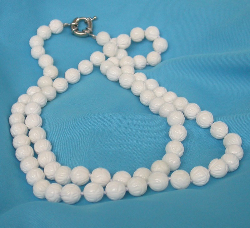 Selectable AAA Long Natural 37" 8mm 10mm 12mm Round White Carving Coral Gemstone Beads Necklace c1754