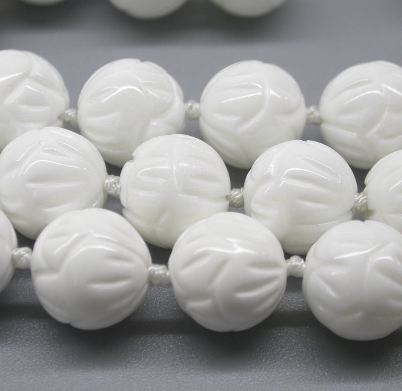 Selectable AAA Long Natural 37" 8mm 10mm 12mm Round White Carving Coral Gemstone Beads Necklace c1754
