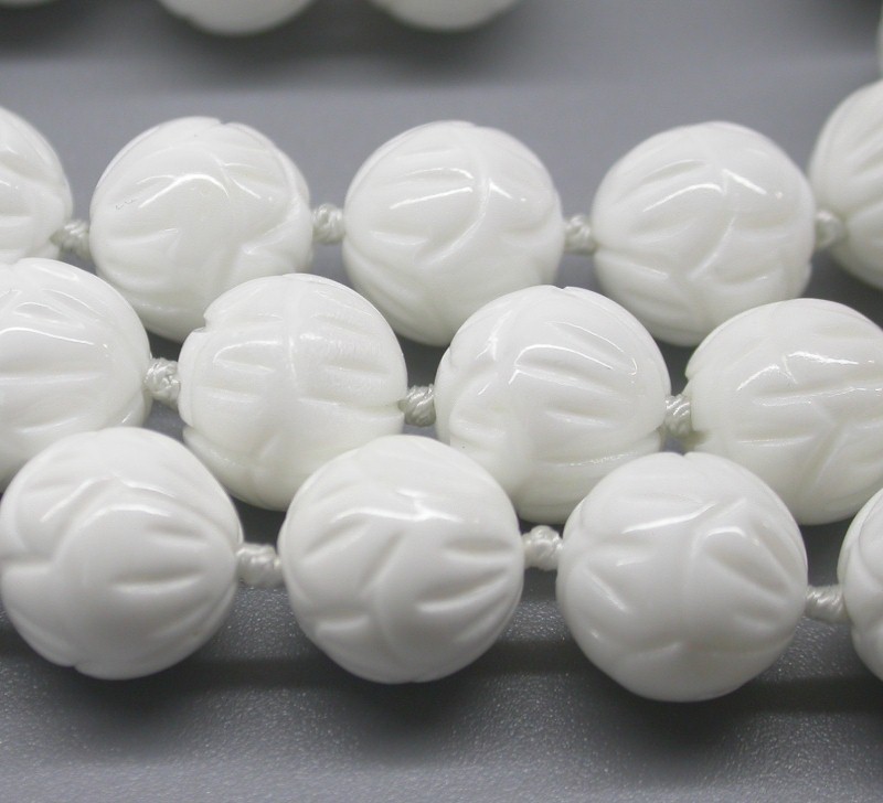 Selectable AAA Long Natural 37" 8mm 10mm 12mm Round White Carving Coral Gemstone Beads Necklace c1754