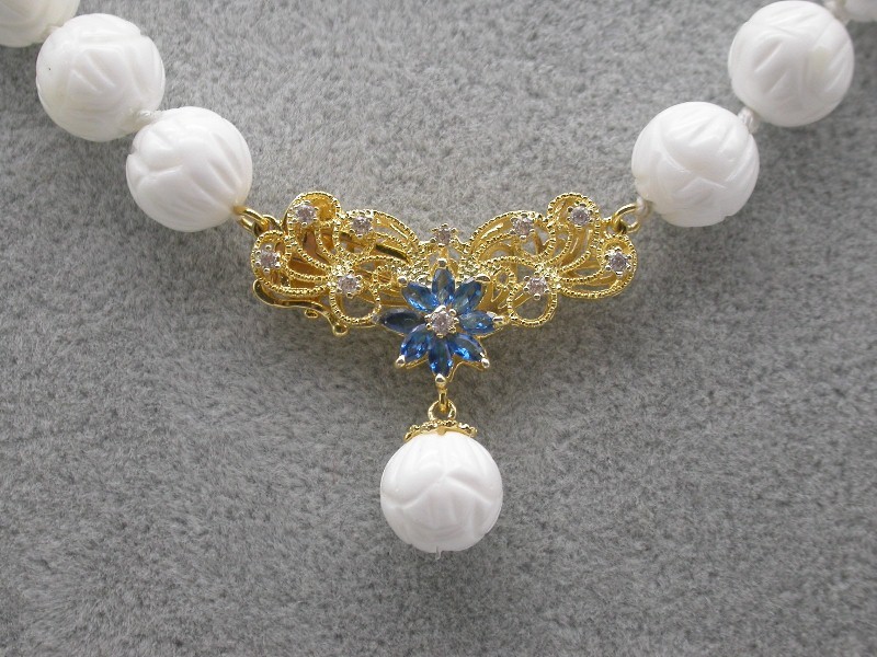 Selectable AAA Natural 17" 8mm 10mm 12mm Round White Carving Coral Gemstone Beads Necklace c1756