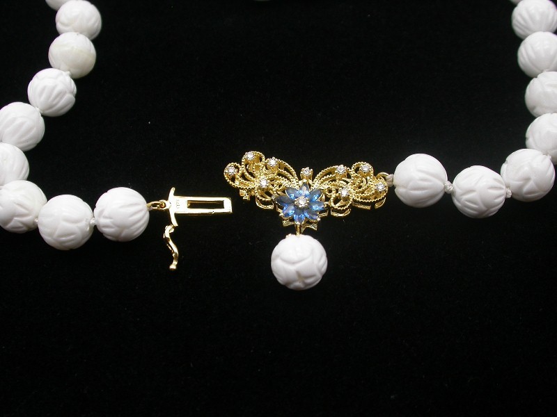 Selectable AAA Natural 17" 8mm 10mm 12mm Round White Carving Coral Gemstone Beads Necklace c1756