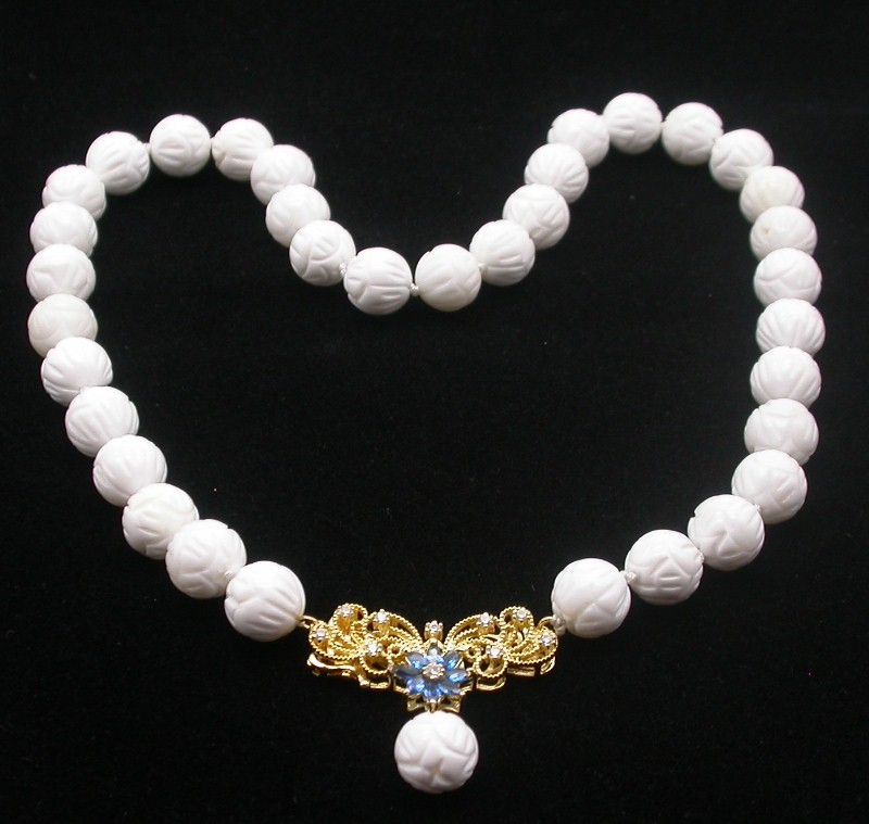 Selectable AAA Natural 17" 8mm 10mm 12mm Round White Carving Coral Gemstone Beads Necklace c1756