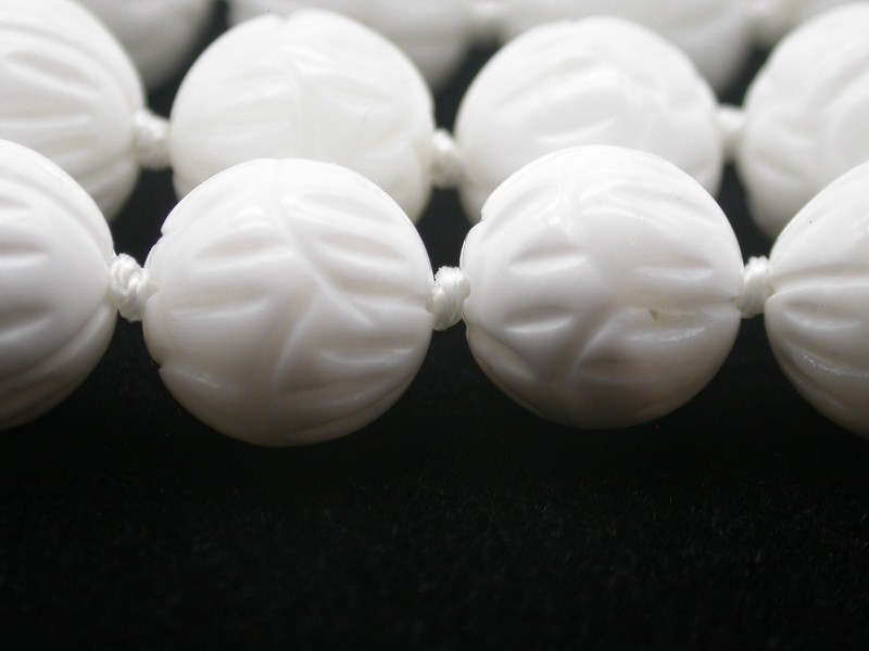 Selectable AAA Natural 17" 8mm 10mm 12mm Round White Carving Coral Gemstone Beads Necklace c1756