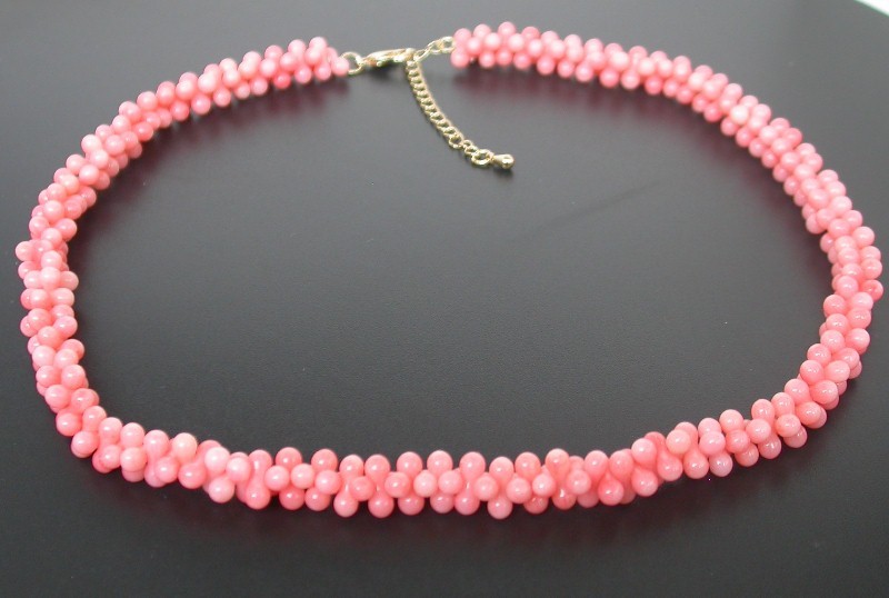 AAA adjustable 16"-18" round 9mm bone shape pink coral beads necklace c1760