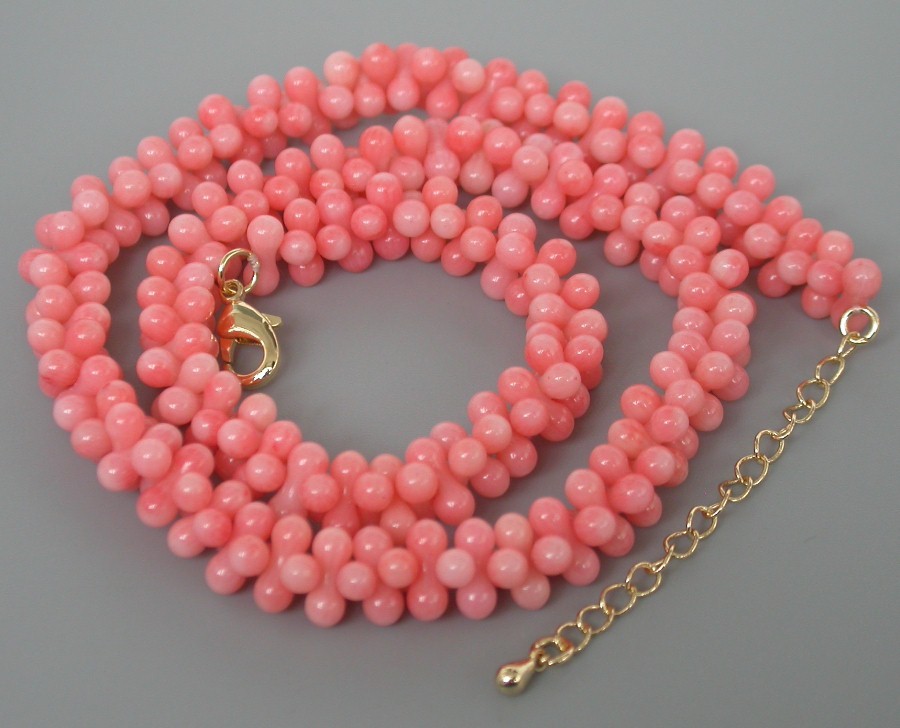 AAA adjustable 16"-18" round 9mm bone shape pink coral beads necklace c1760