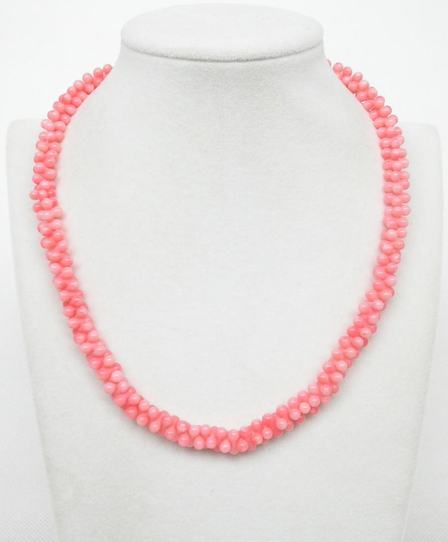 AAA adjustable 16"-18" round 9mm bone shape pink coral beads necklace c1760