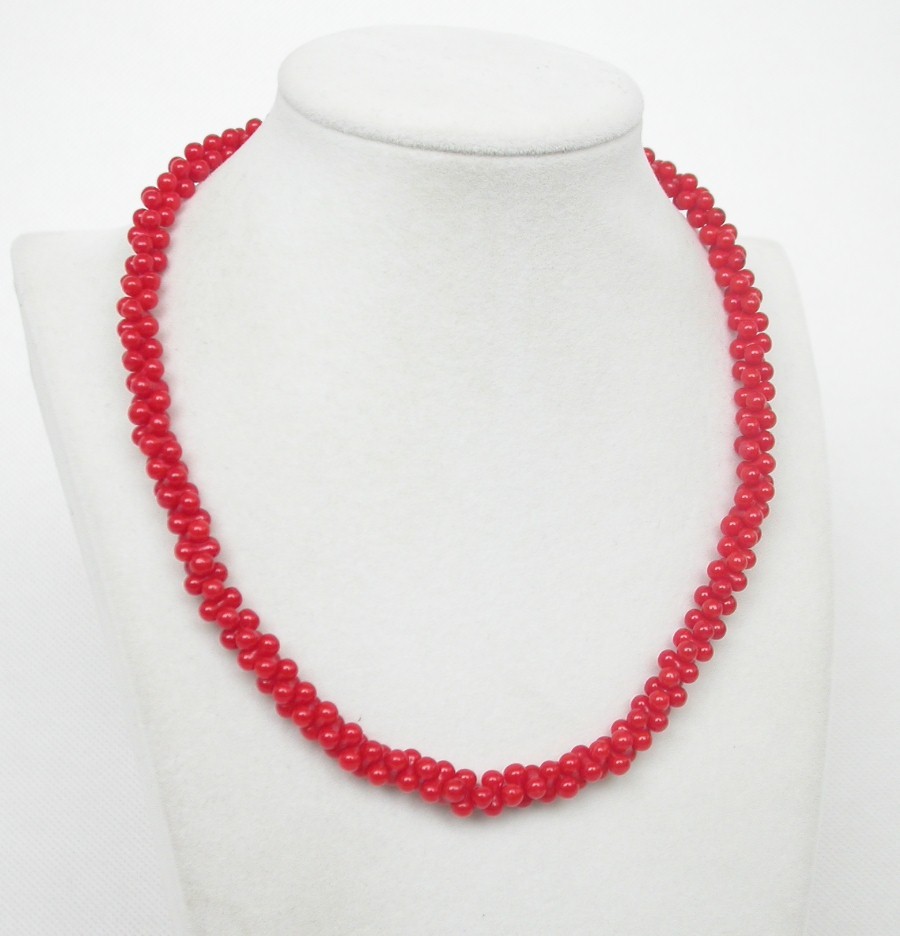 AAA adjustable 16"-18" round 9mm bone shape red coral beads necklace c1761