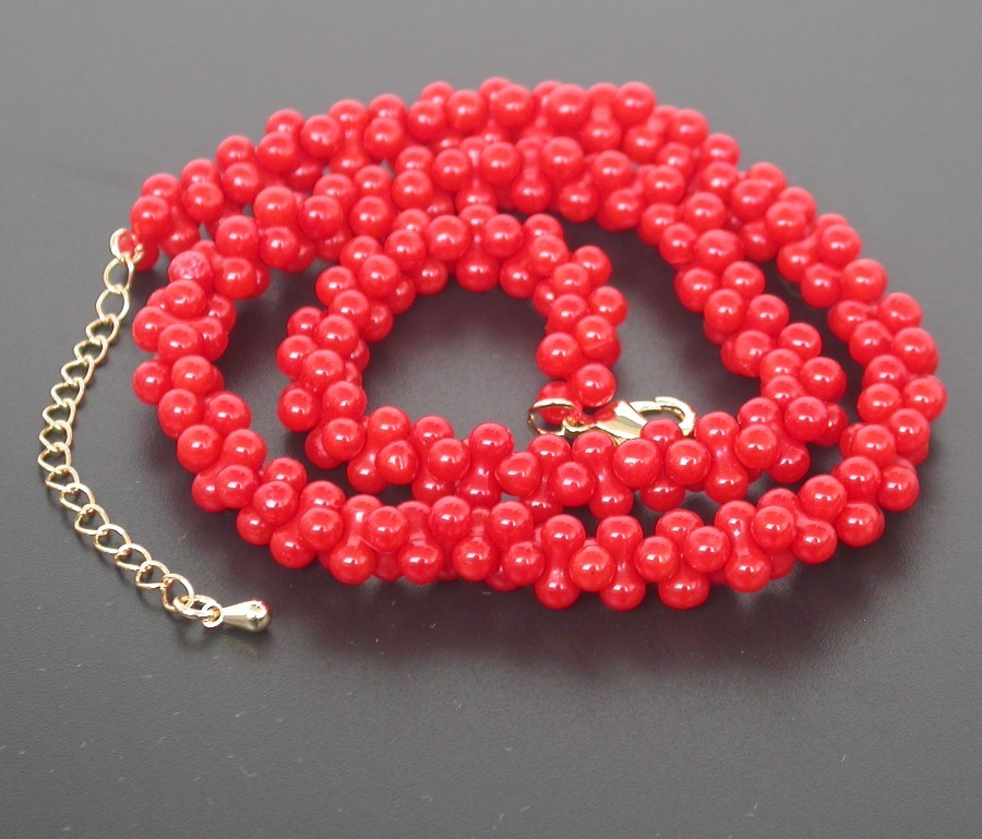 AAA adjustable 16"-18" round 9mm bone shape red coral beads necklace c1761