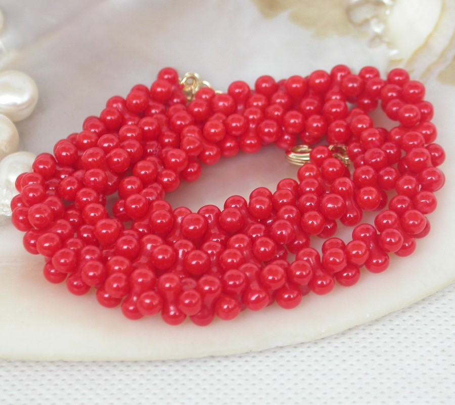AAA adjustable 16"-18" round 9mm bone shape red coral beads necklace c1761